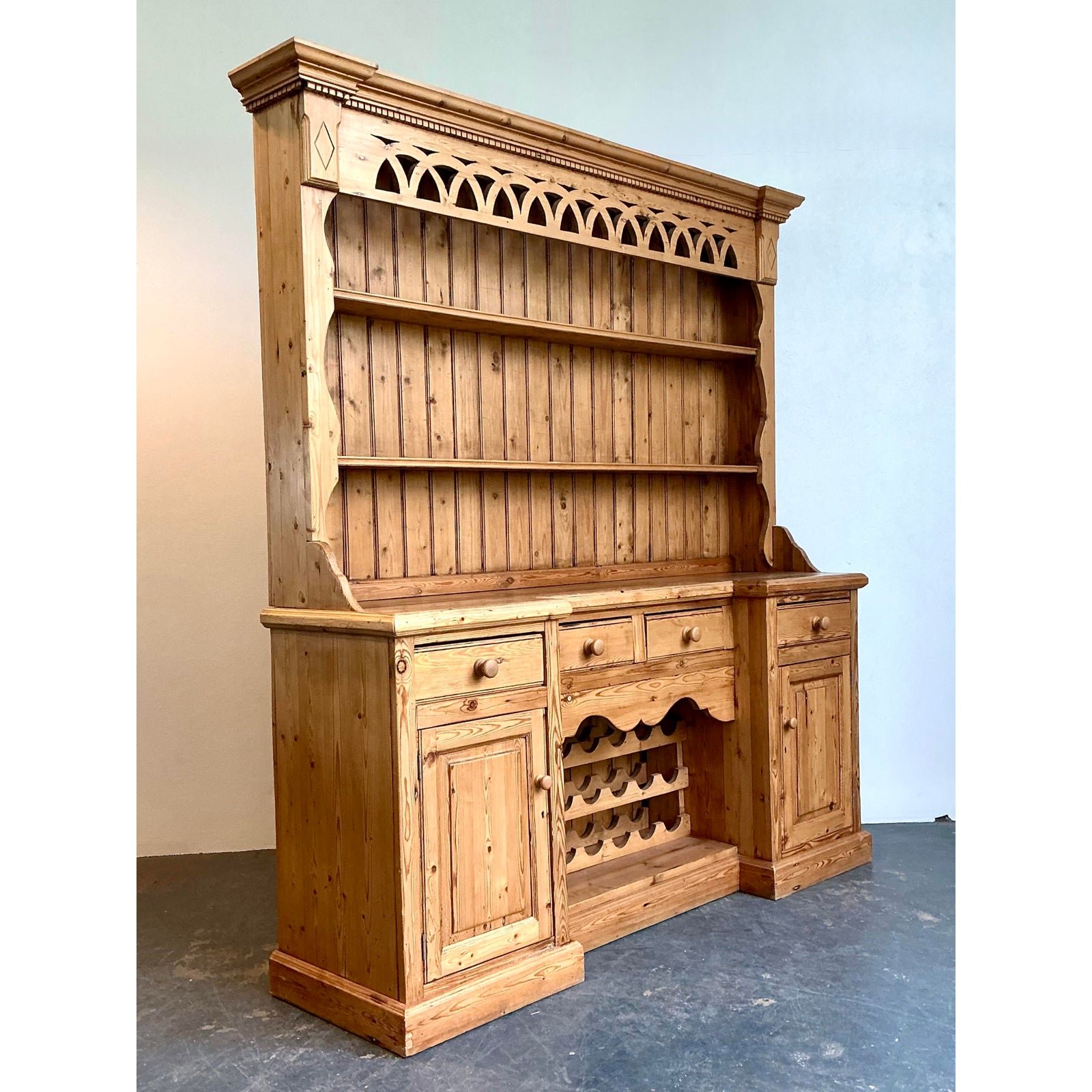 Vintage Rustic Knotty Pine Hutch - Top view