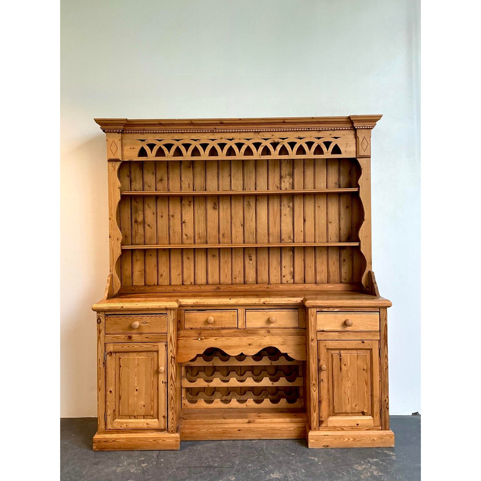 Vintage Rustic Knotty Pine Hutch - Side view