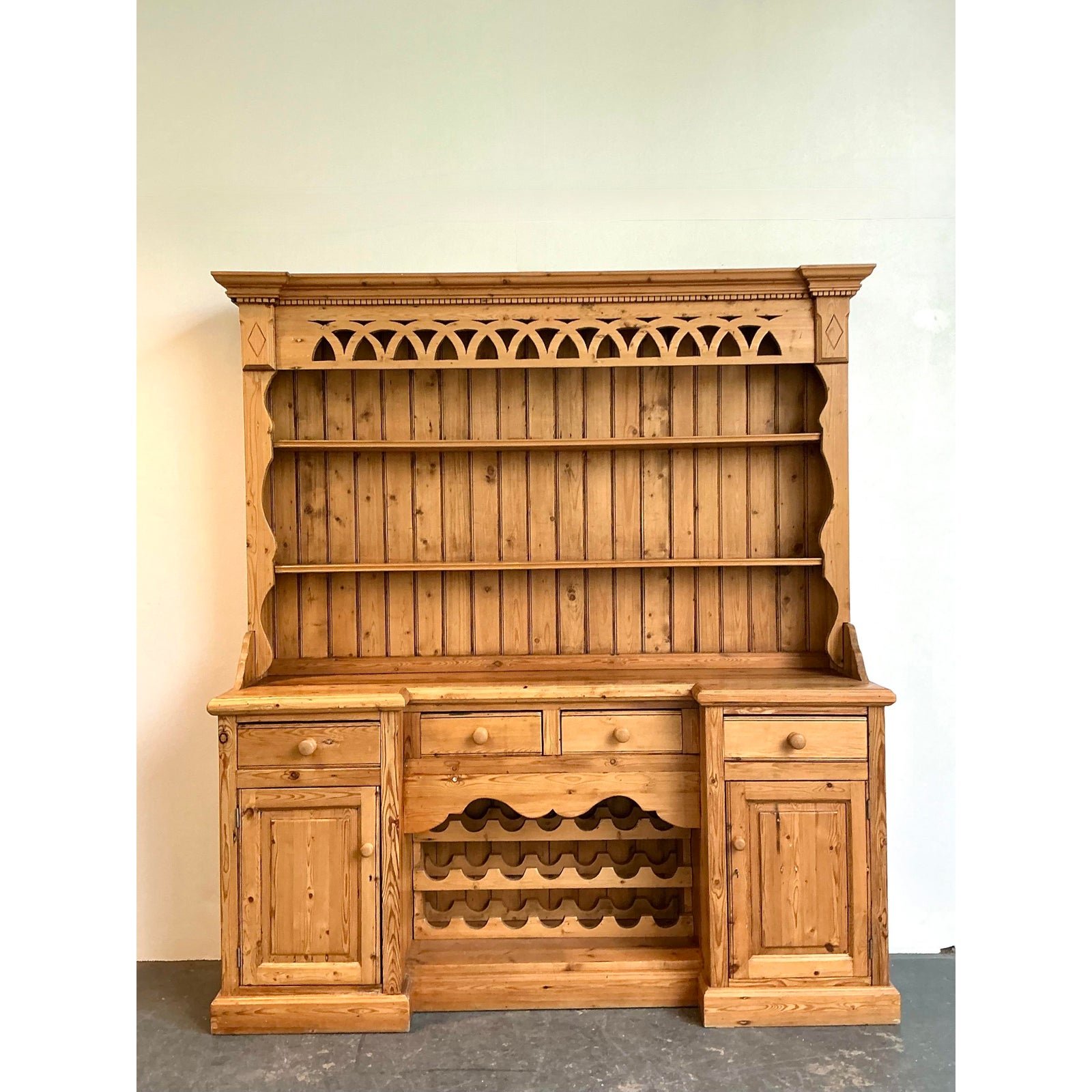 Vintage Rustic Knotty Pine Hutch - Detail view