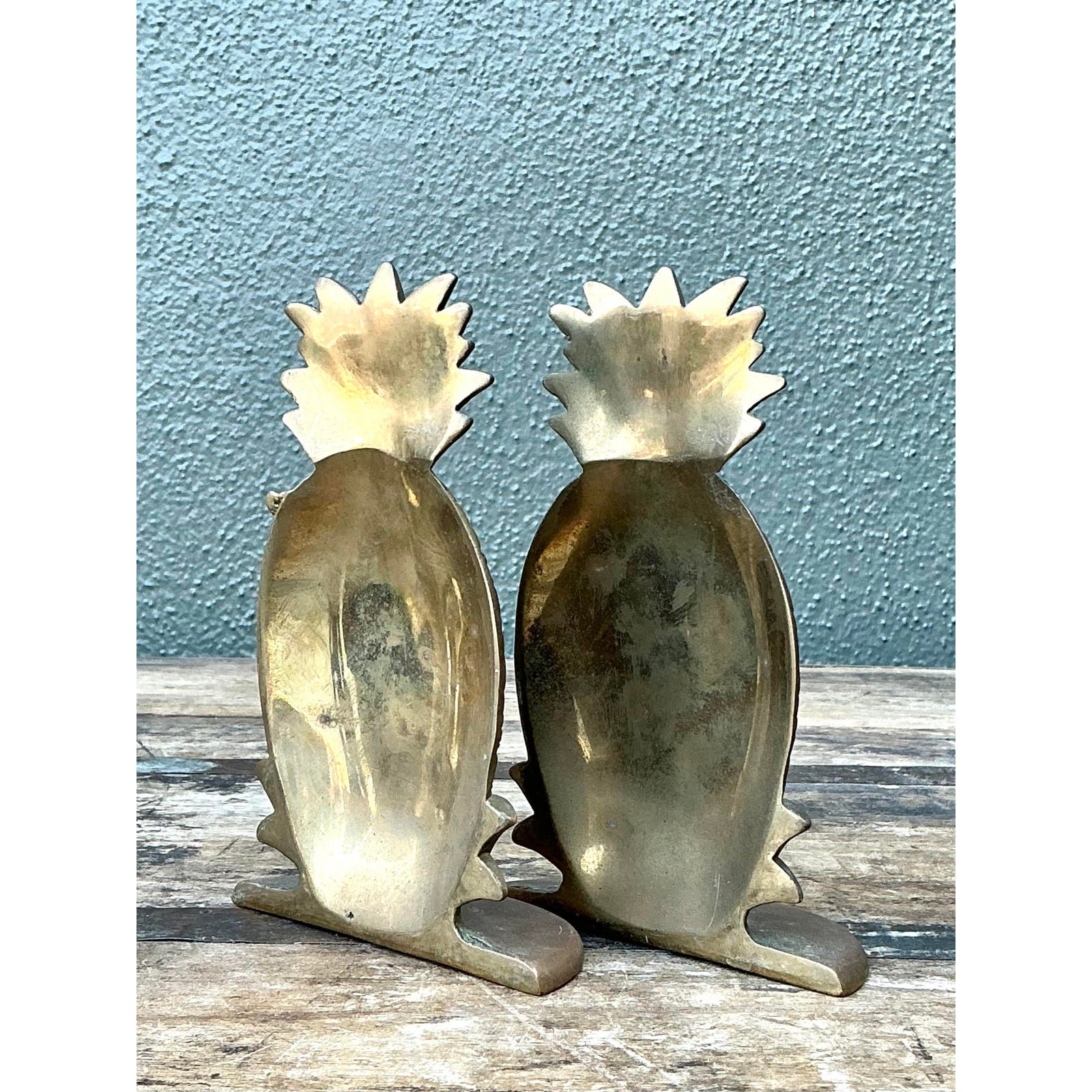 Vintage Brass Pineapple Bookends - Set of 2 - Detail view