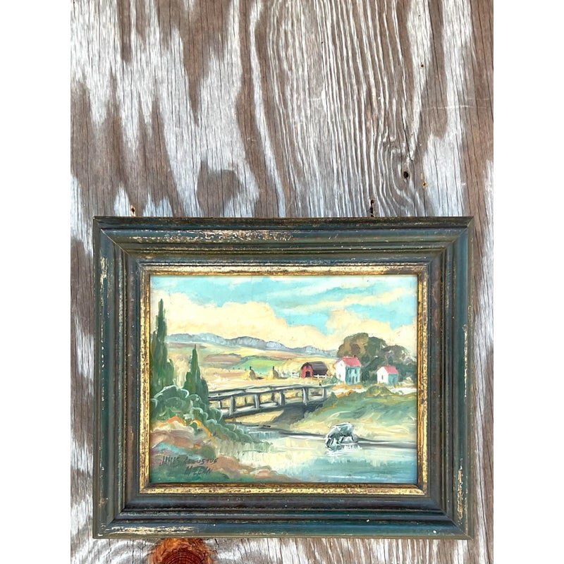 Vintage Boho Original Oil Painting Signed James Augustus McLean - Back view