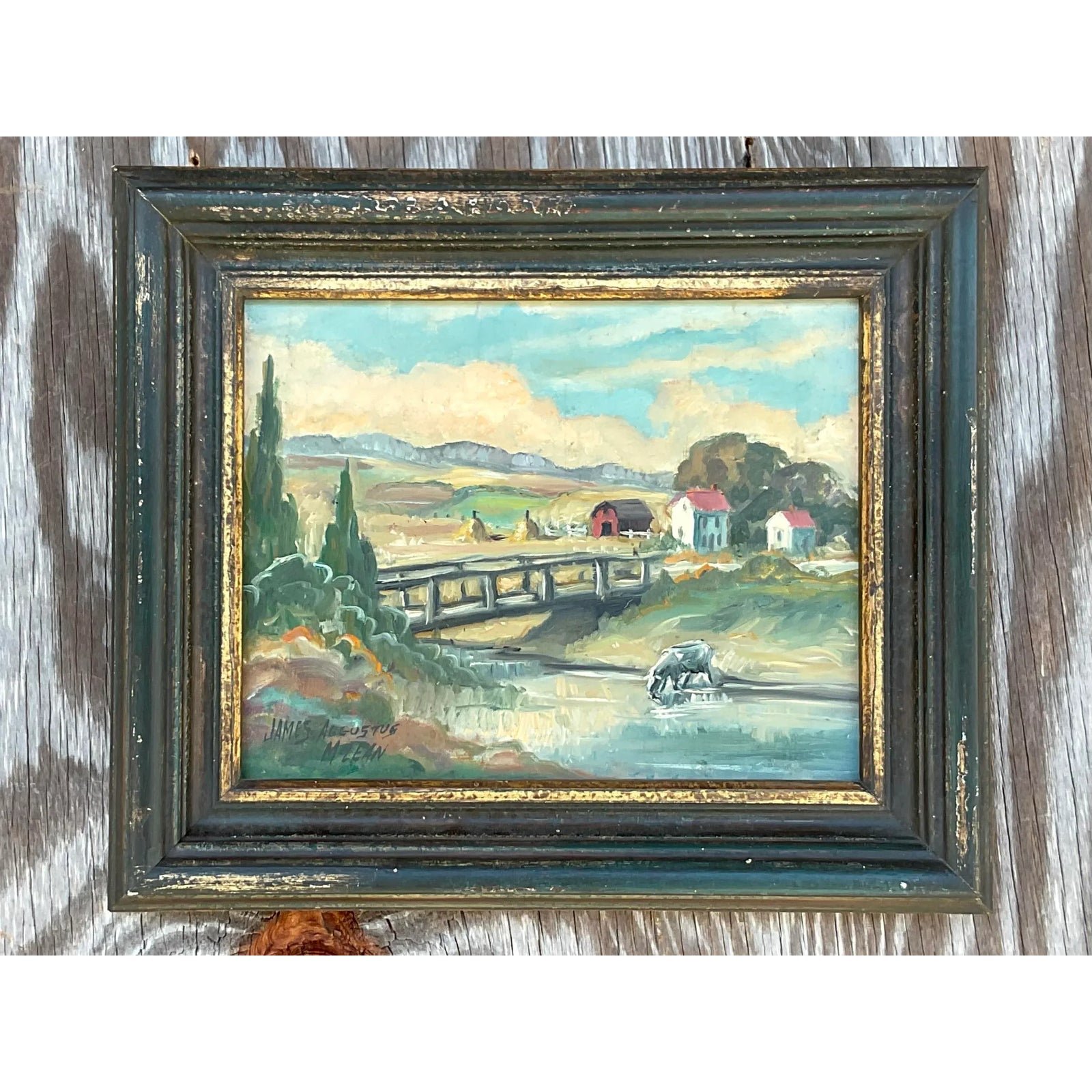 Vintage Boho Original Oil Painting Signed James Augustus McLean - Detail view