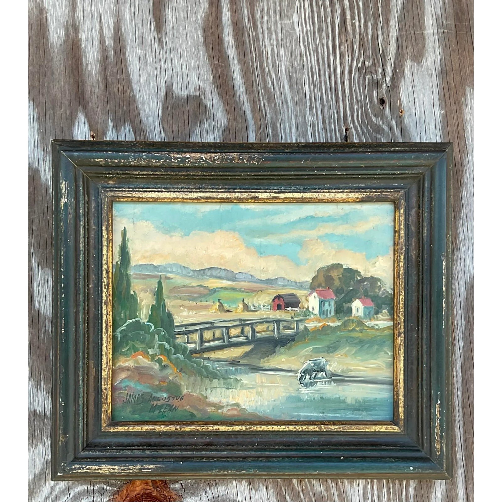 Vintage Boho Original Oil Painting Signed James Augustus McLean - Top view