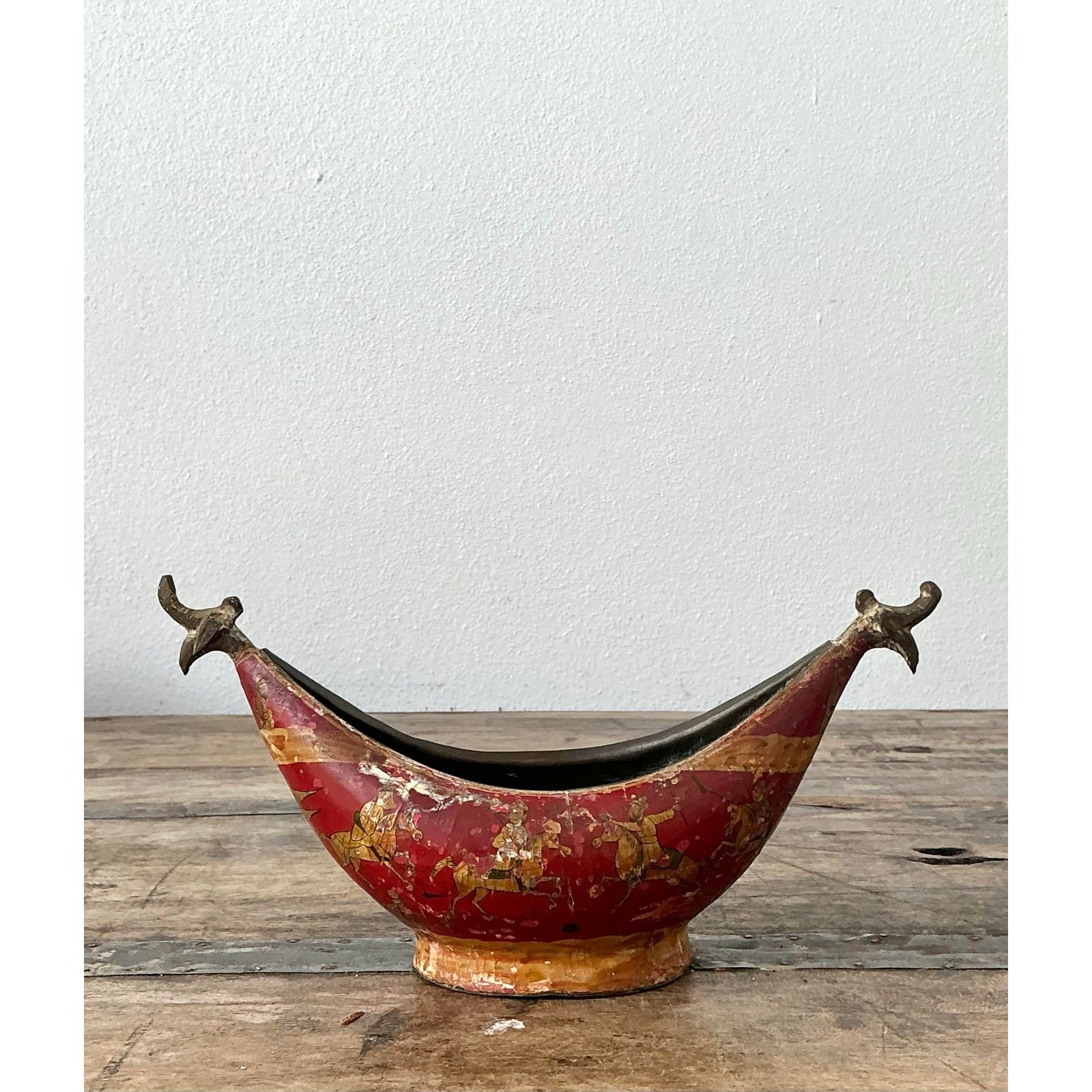 Vintage Chinoiserie Brass Bowl - Top view