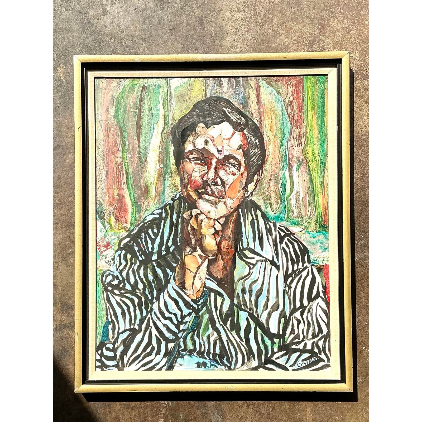 Vintage Original Oil Portrait on Canvas - Canvas, 26W x 31.75H - Detail view