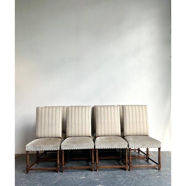 Vintage Dennis and Leen Jacobean Dining Chairs - Set of 8 - Back view