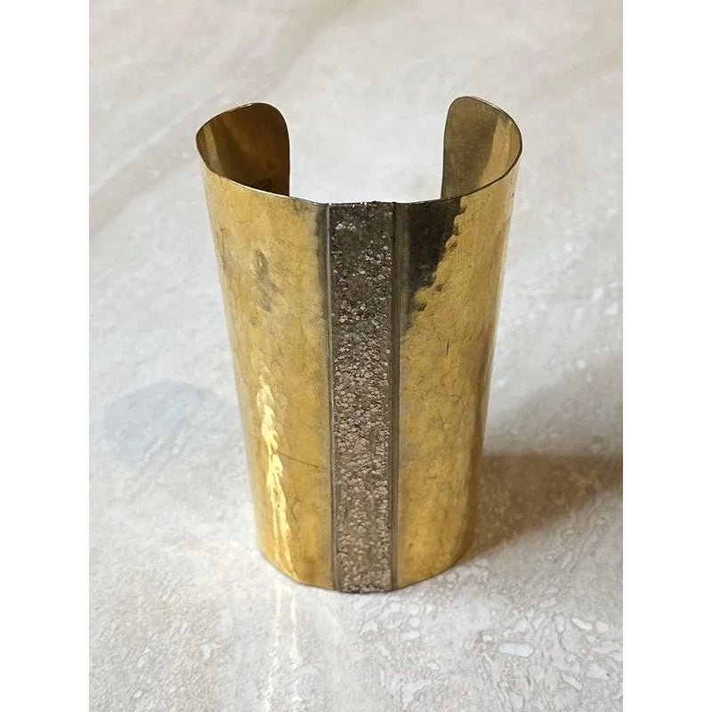 Mary McFadden Hammered Gold Cuff - Side view
