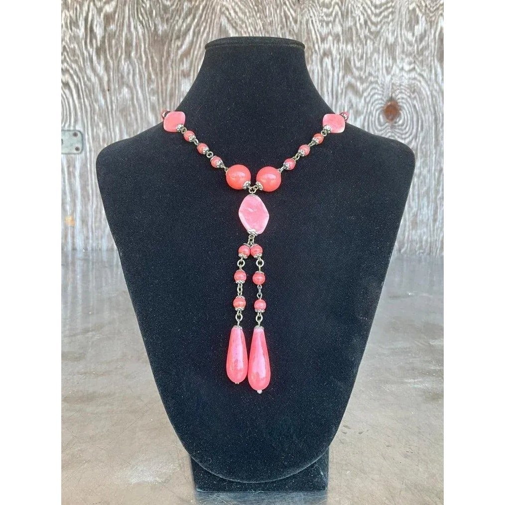 Late 20th Century Vintage Gemstone Beaded Necklace - Side view