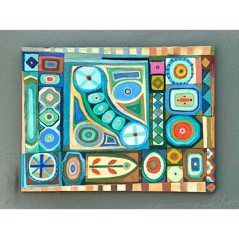 Vintage Original Abstract Oil Painting on Canvas - Canvas, 30.25W x 40H - Detail view