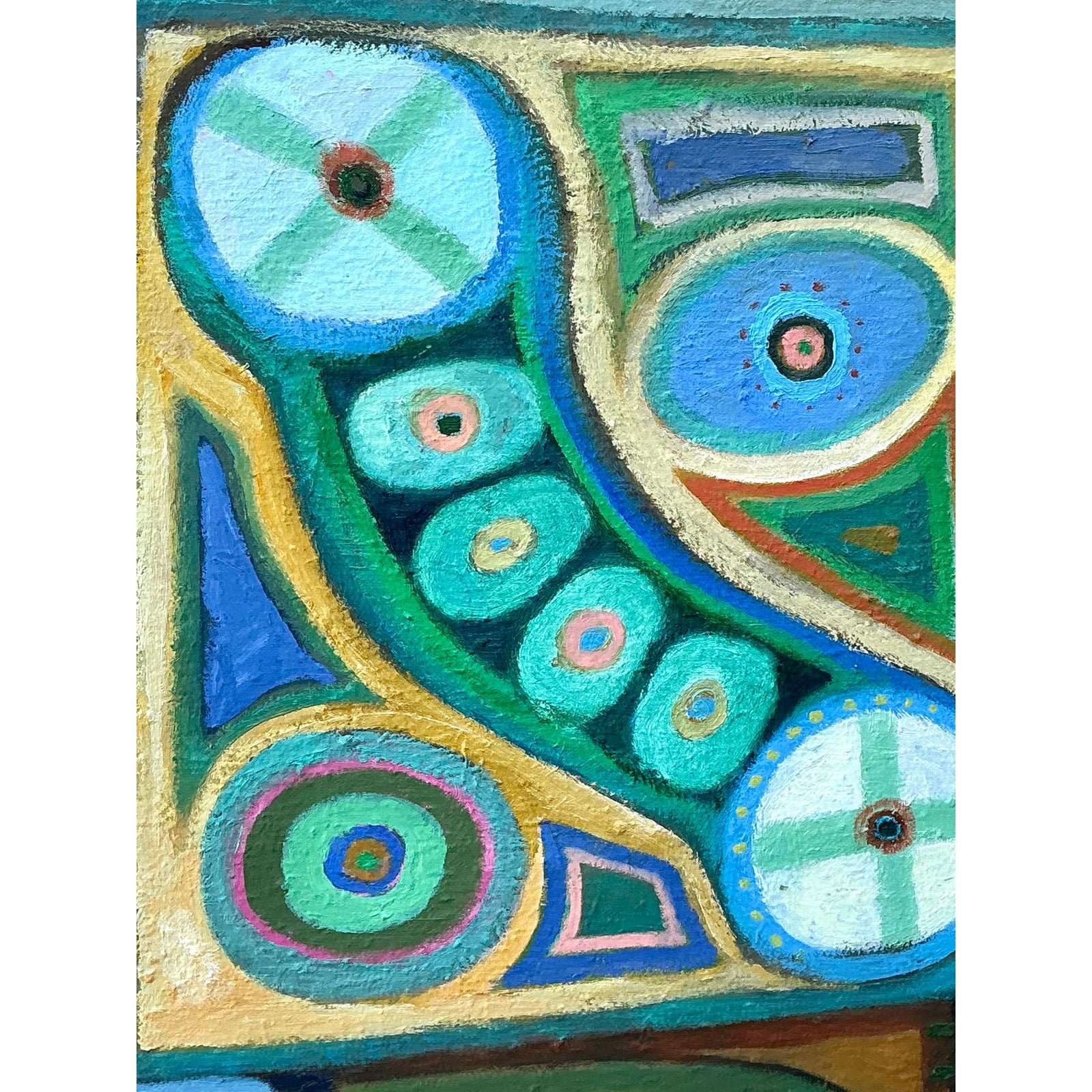 Vintage Original Abstract Oil Painting on Canvas - Canvas, 30.25W x 40H - Top view
