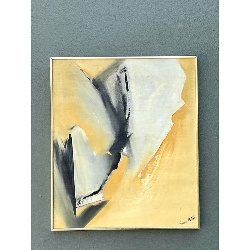 Vintage Original Abstract Oil Painting on Canvas - Canvas, 24.25W x 28.25H - Side view