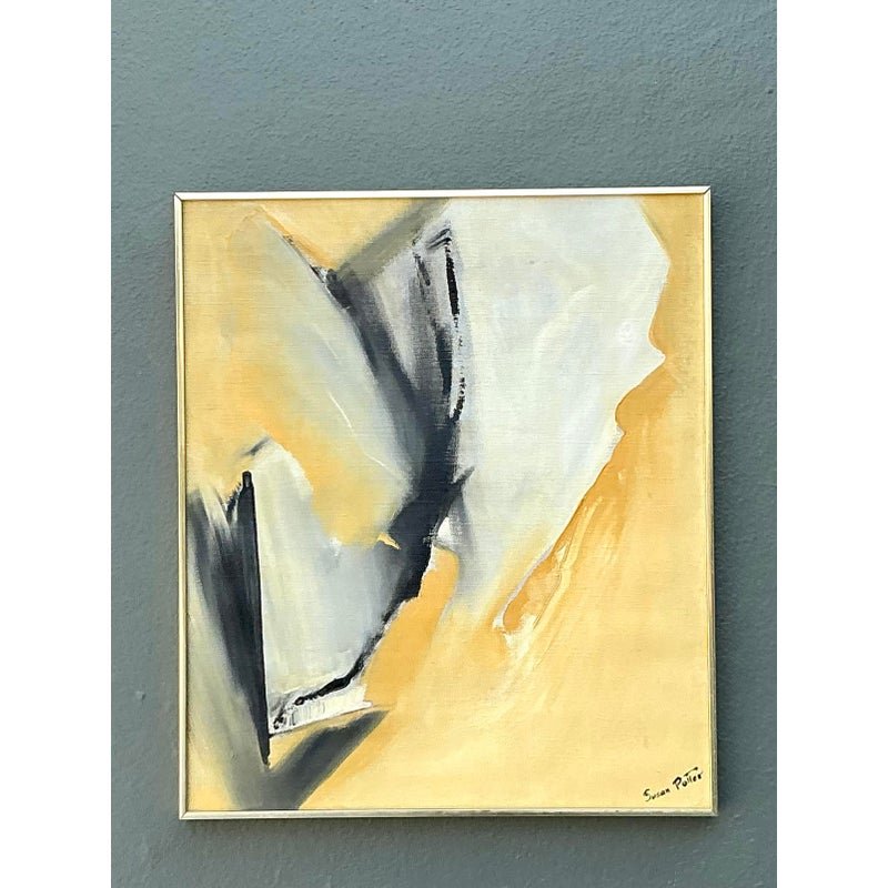 Vintage Original Abstract Oil Painting on Canvas - Canvas, 24.25W x 28.25H - Back view