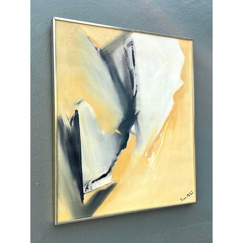 Vintage Original Abstract Oil Painting on Canvas - Canvas, 24.25W x 28.25H - Top view