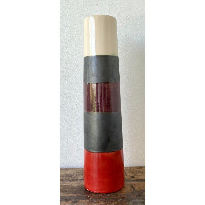 Vintage Original Studio Pottery Vase - Pottery, 5.25W x 25.5H - Detail view