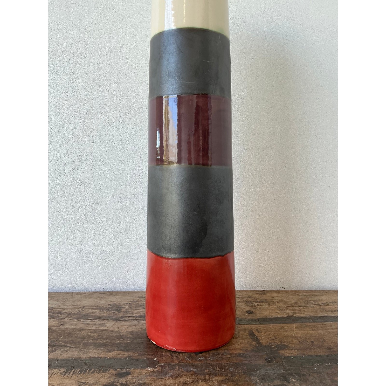 Vintage Original Studio Pottery Vase - Pottery, 5.25W x 25.5H - Side view