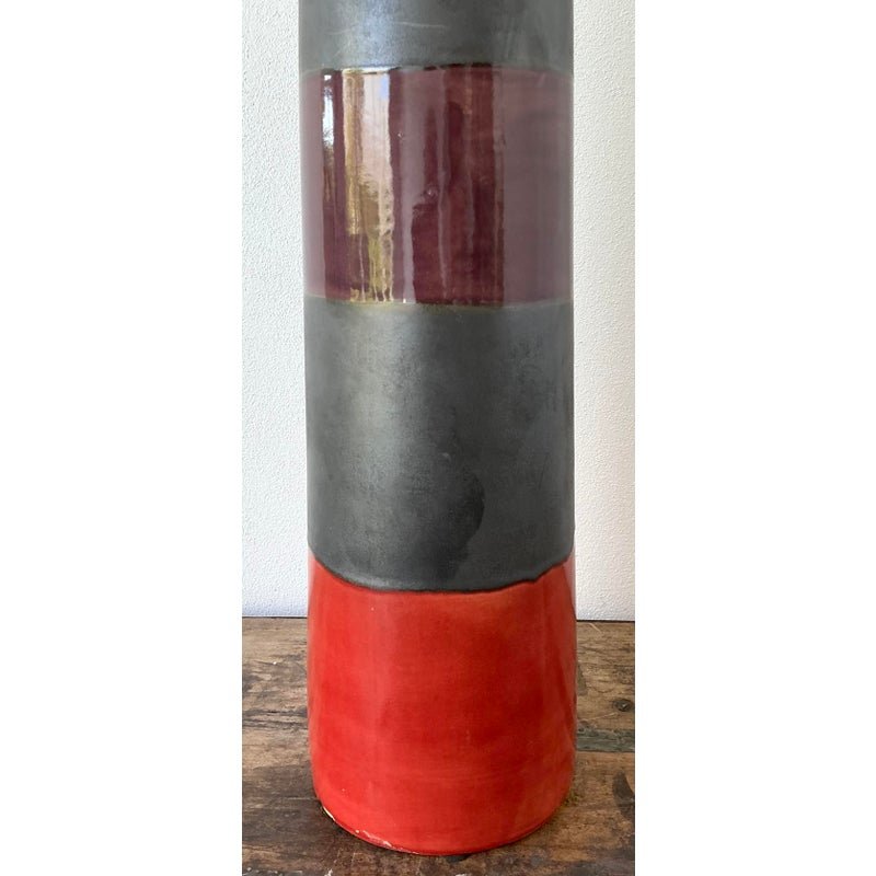 Vintage Original Studio Pottery Vase - Pottery, 5.25W x 25.5H - Back view