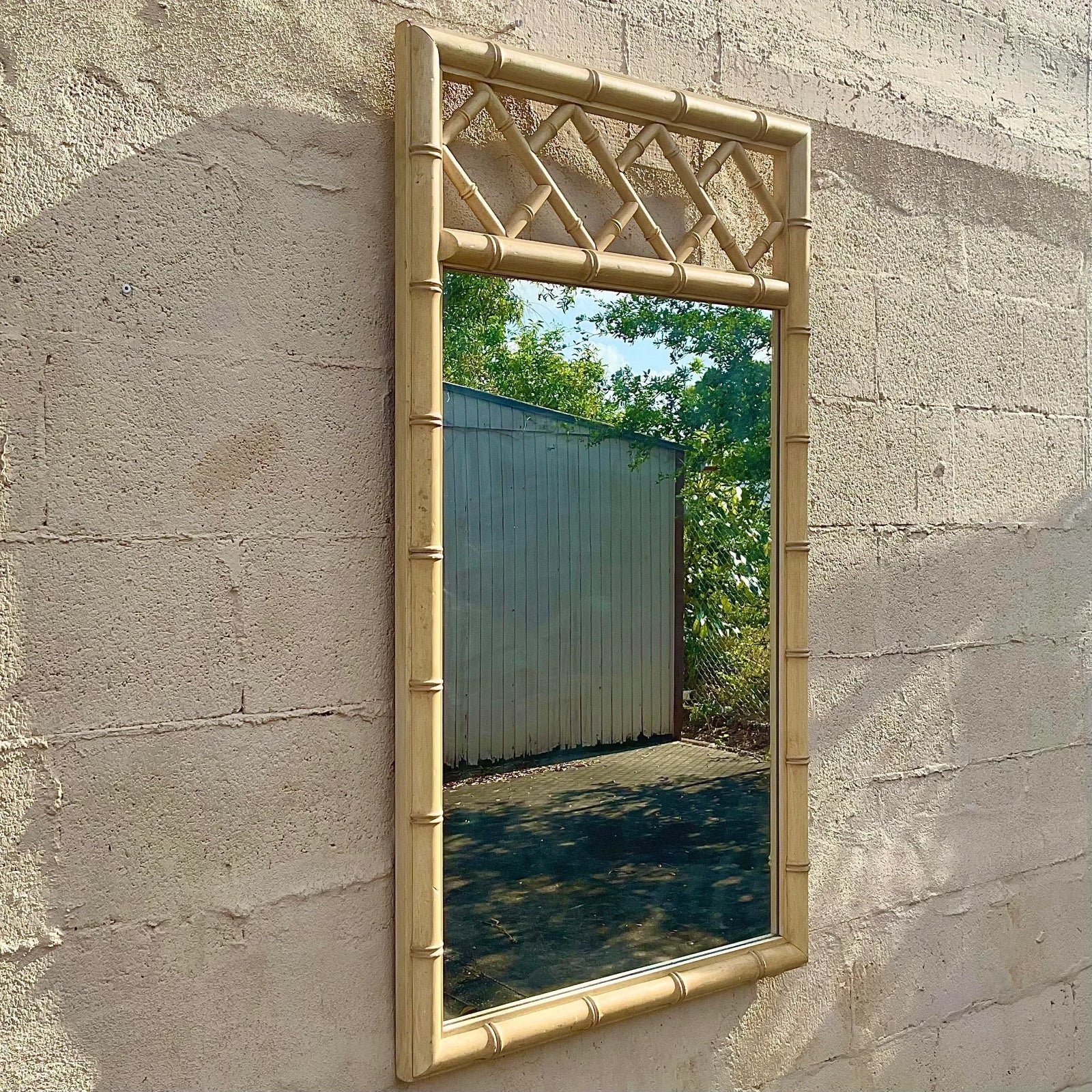Vintage Chinese Chippendale Wood Vertical Mirror - Back view