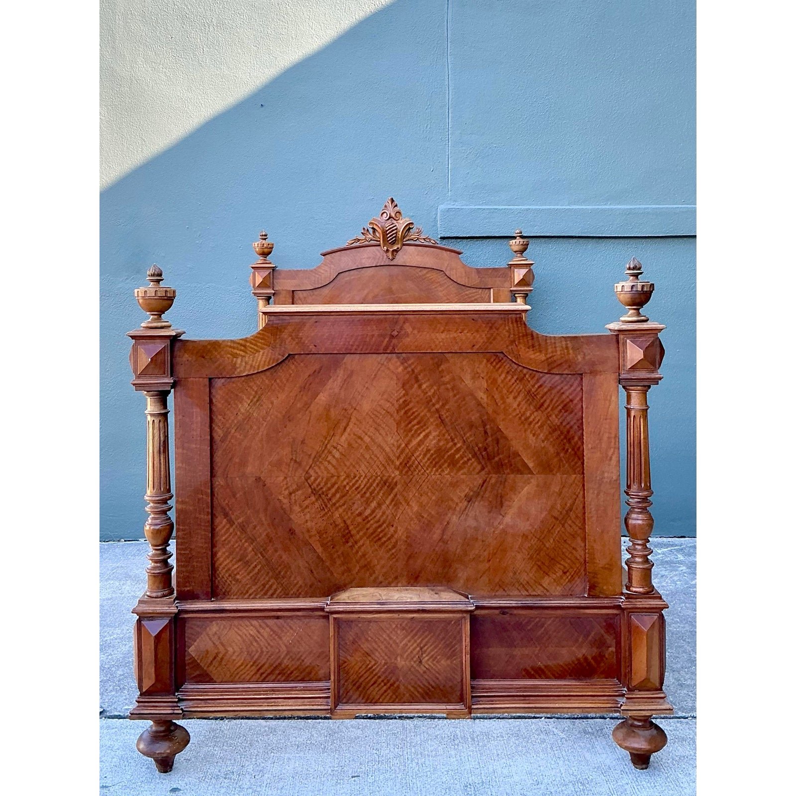 Vintage Eastlake Carved Wood Twin Bed - Top view