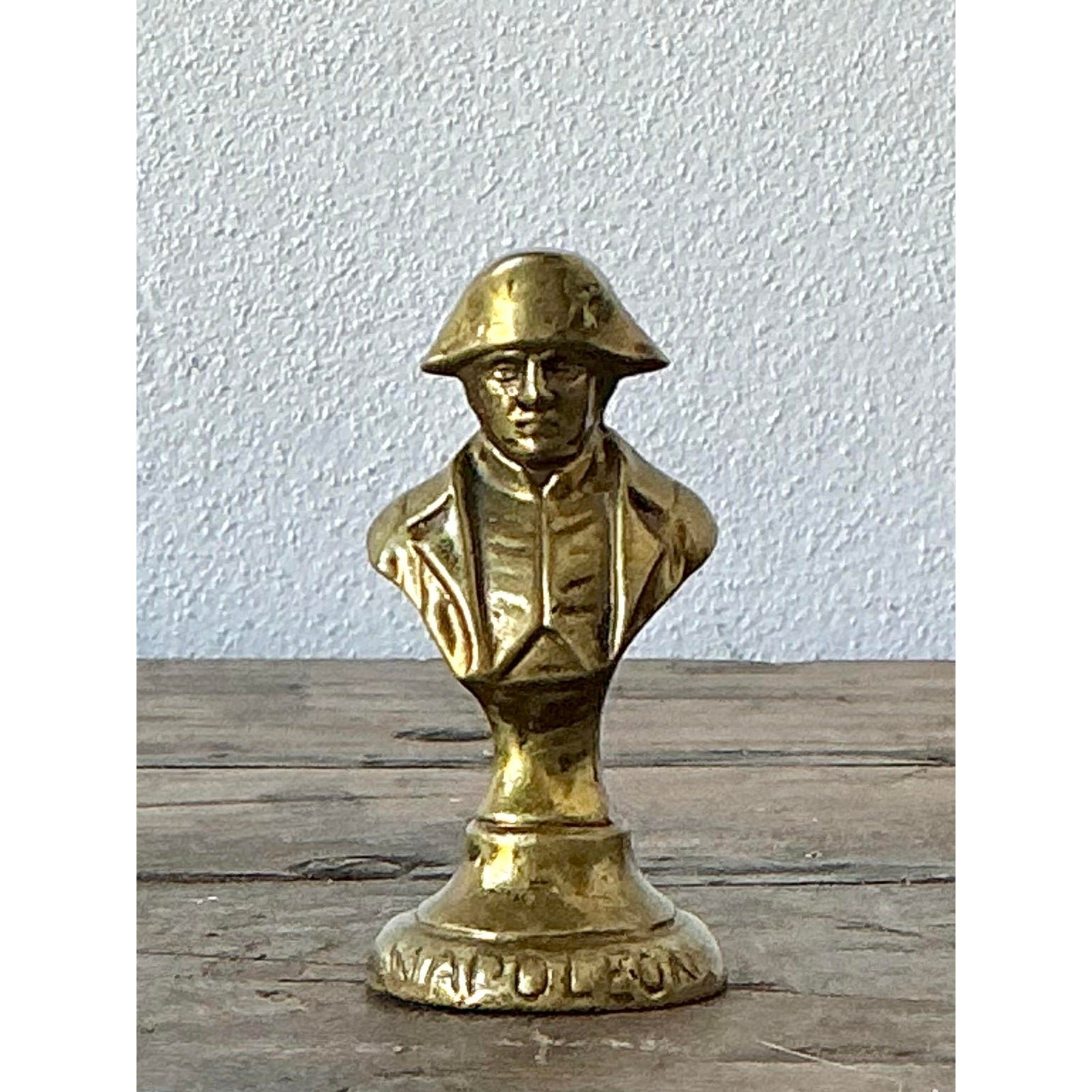 Vintage Brass Bust of Napoleon Paperweight - Back view