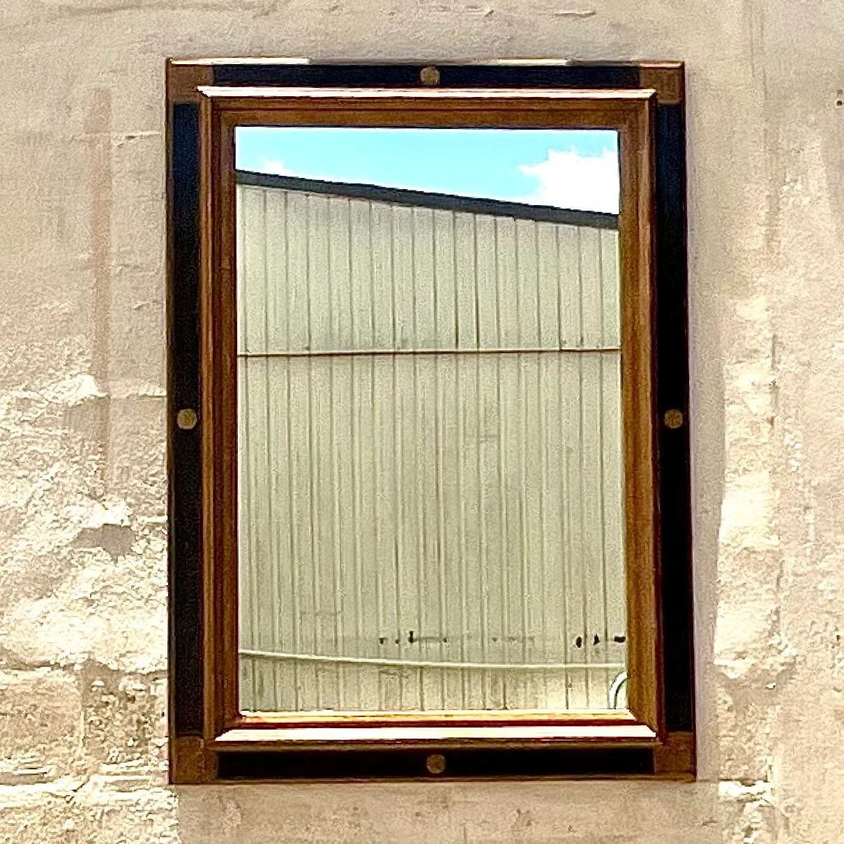 Vintage Regency Gilt Tipped Mirror - Mirrored Glass, 32W x 44H - Side view