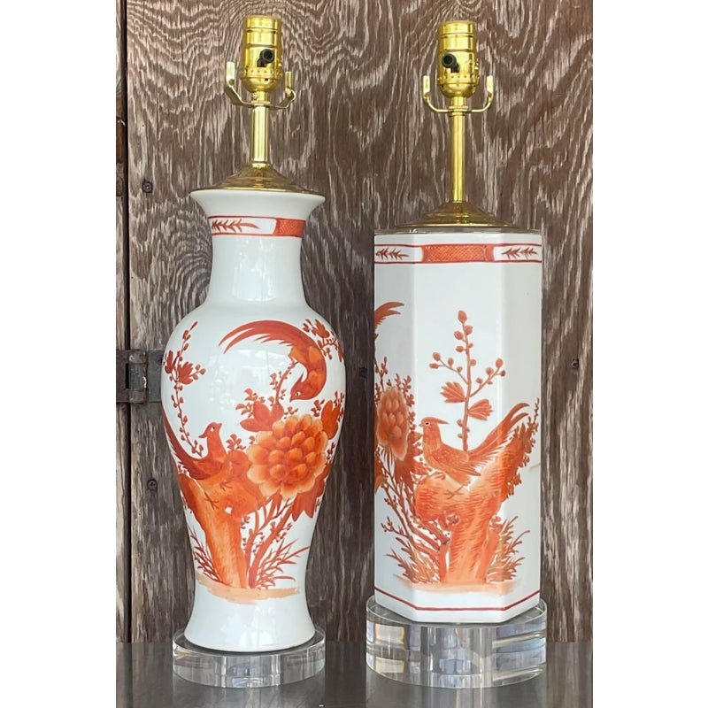 Vintage Regency Chinoiserie Lamps - Vintage Regency Chinoiserie Lamps - Set of TwoSet of Two - Side view