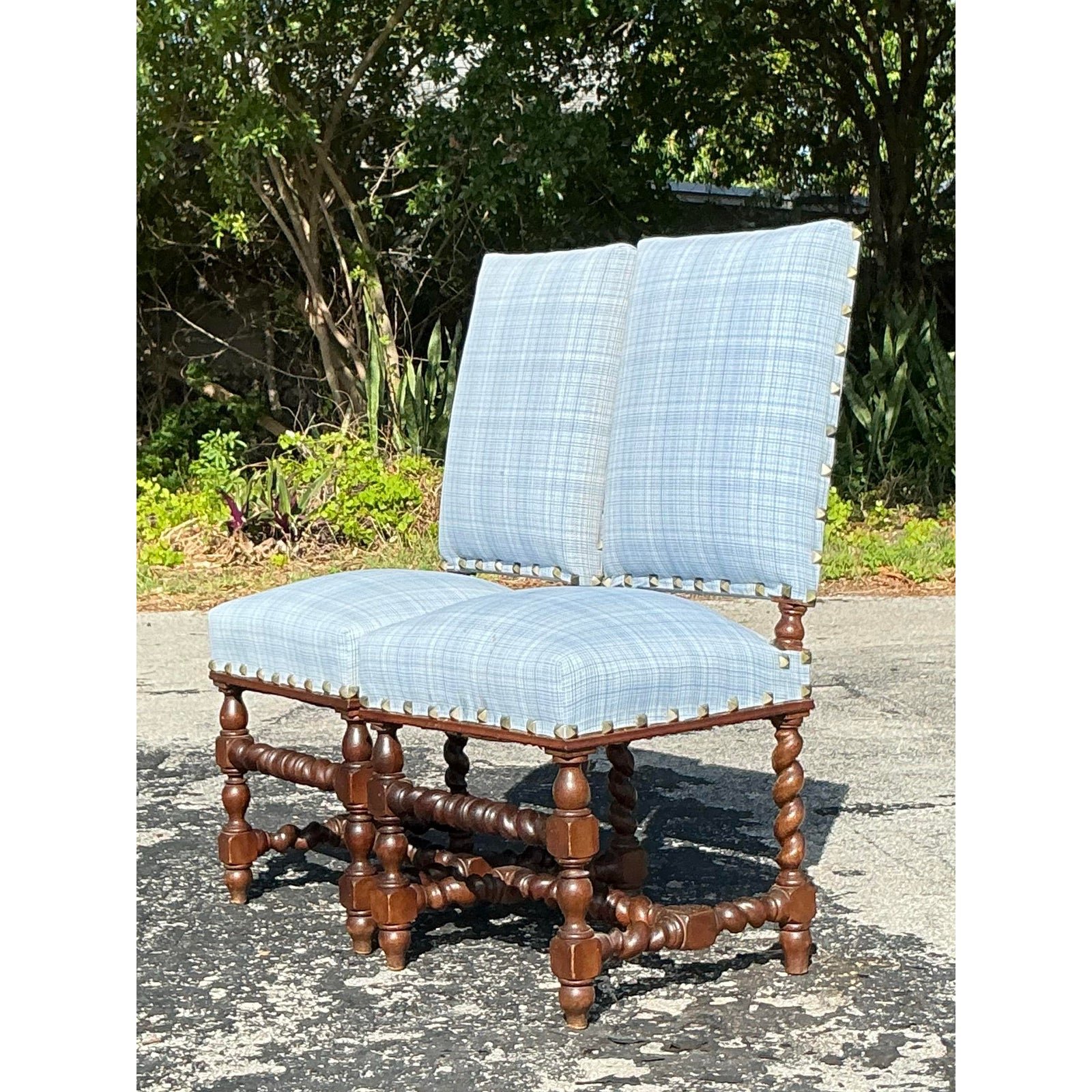 Vintage Boho Barley Twist Chairs - A Pair - Back view