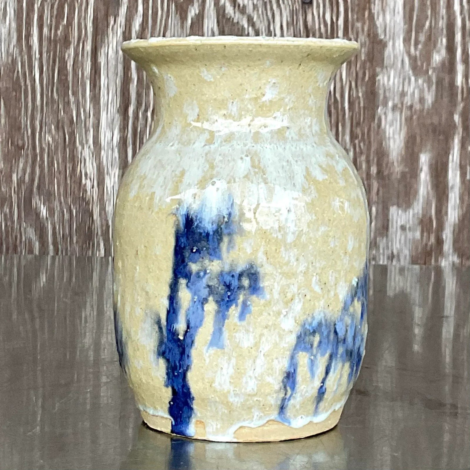 Vintage Boho Signed Studio Pottery Vase - Pottery, 4W x 6.25H - Detail view