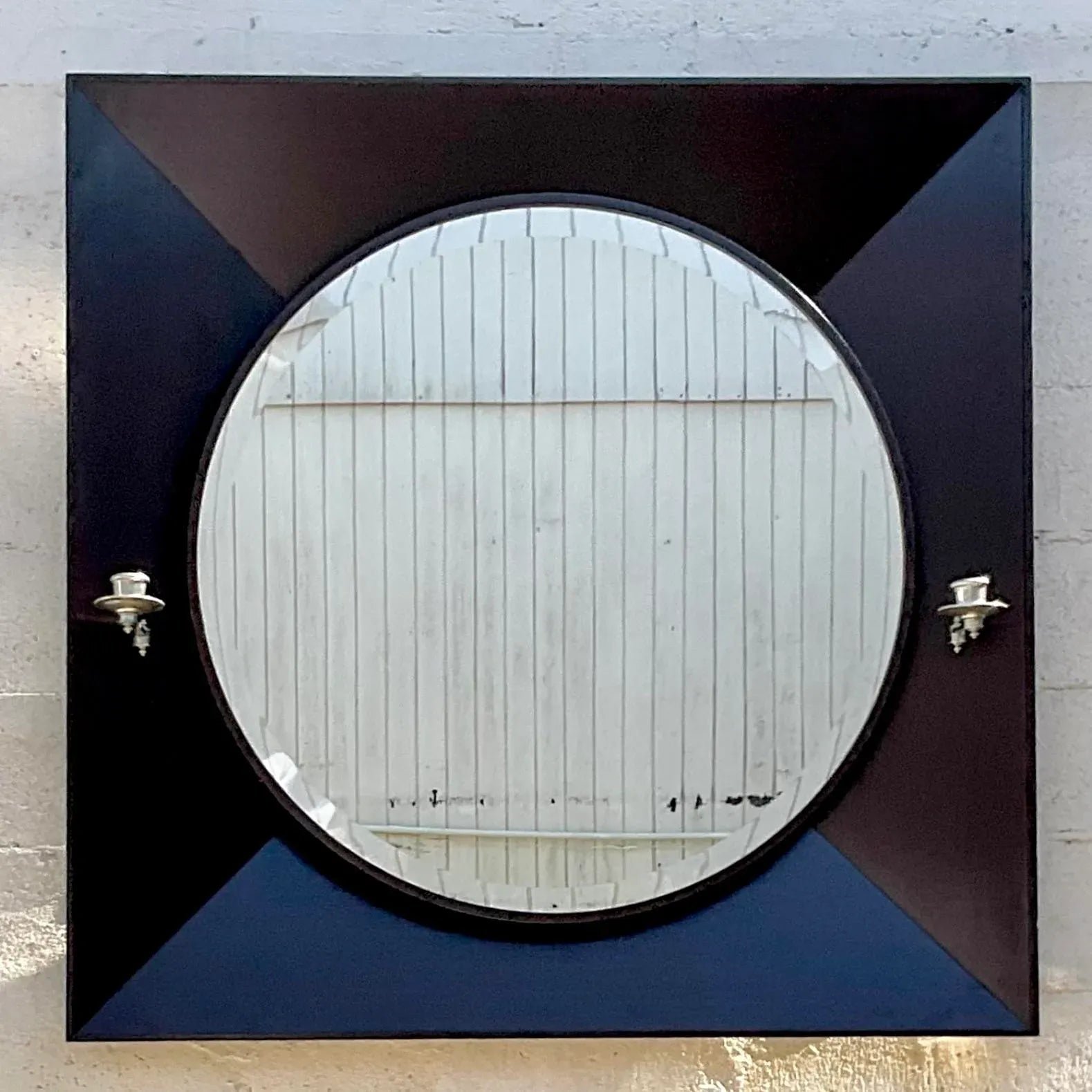 Vintage Contemporary Ebony Candlestick Mirror - Detail view