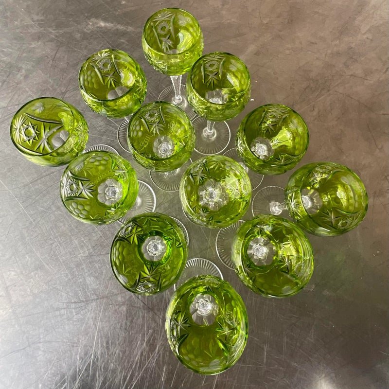 Vintage Regency Emerald Cut Crystal Wine Glasses - Set of 12 - Back view