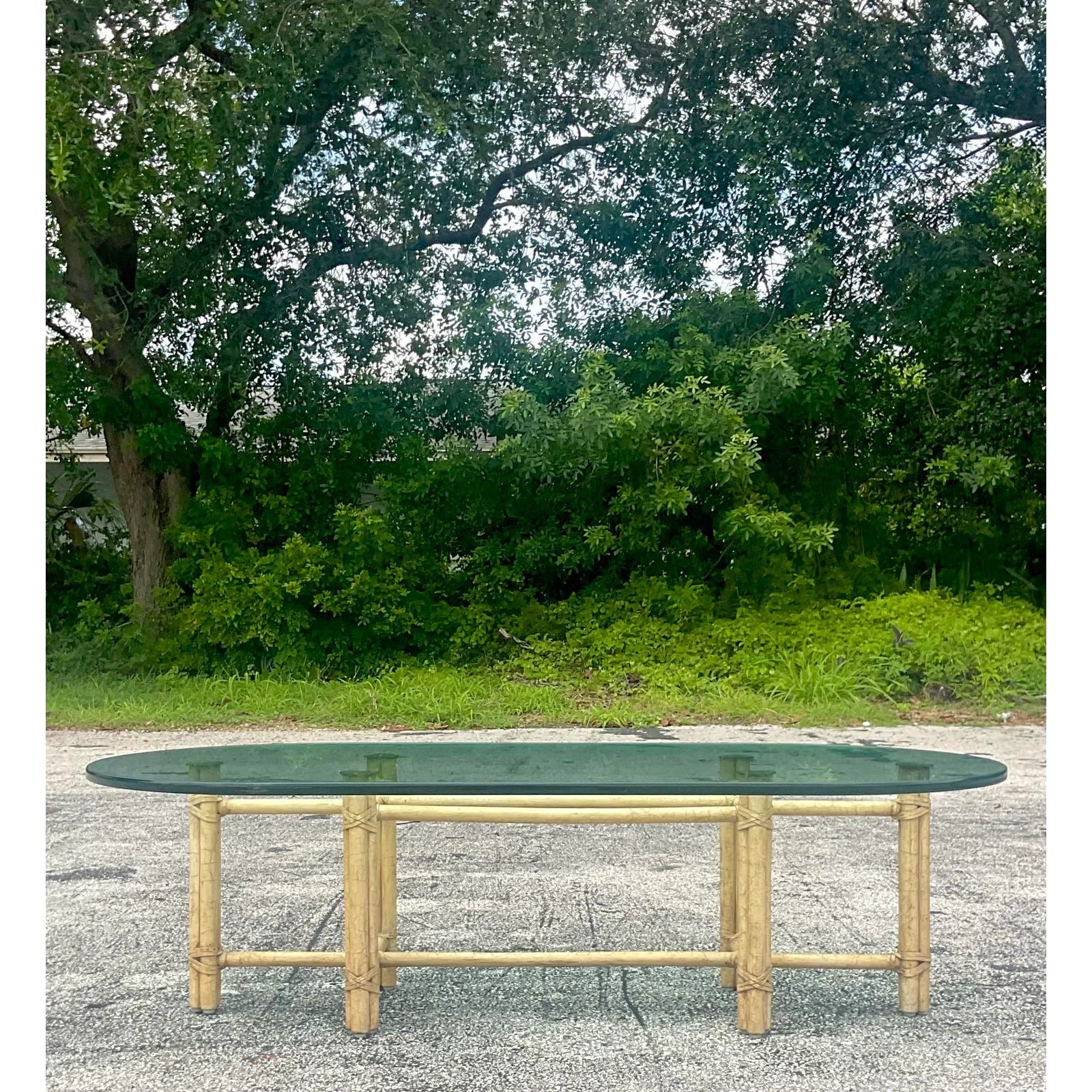 Late 20th Century Vintage Coastal Signed McGuire Coffee Table - Top view