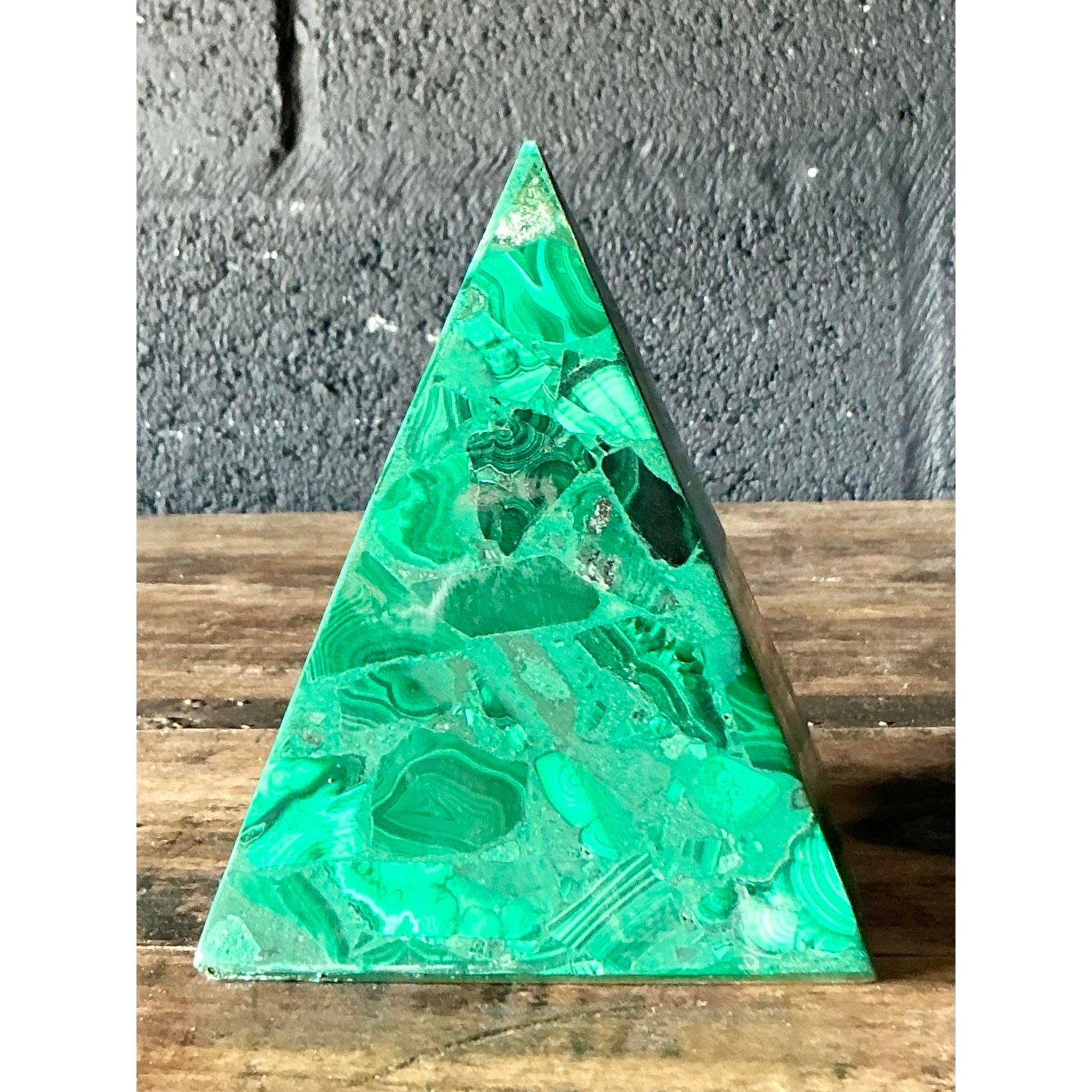 Vintage Boho Malachite Pyramids- a Pair - Top view