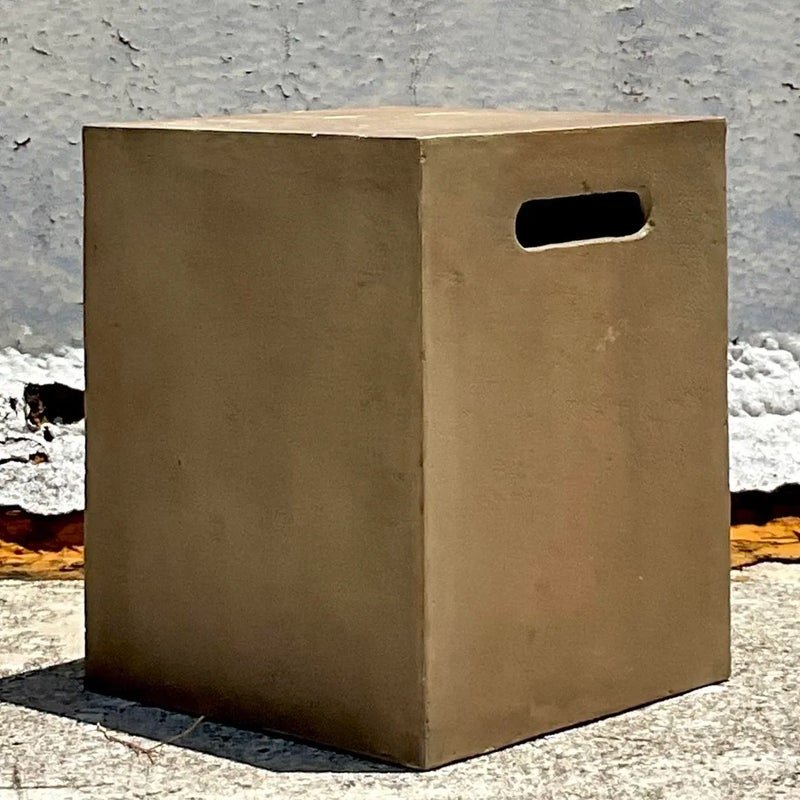 Vintage a Boho Matte Glazed Ceramic Stool - Top view