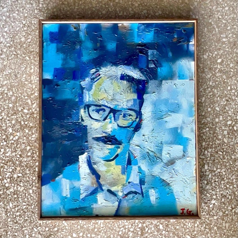 Vintage Boho Signed Original Oil Painting on Canvas - Back view