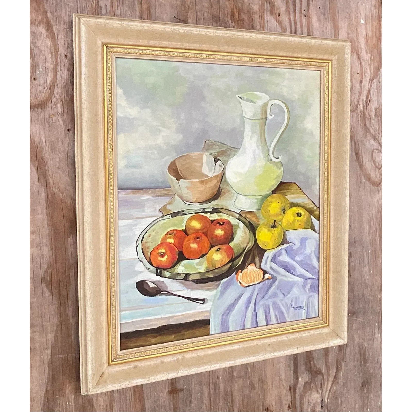 Vintage Realist Still Life Signed Original Oil Painting - Top view