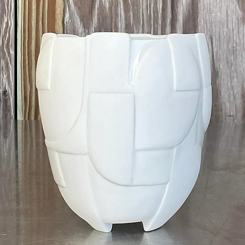 Vintage Boho Signed Studio Pottery Vase - Pottery, 5W x 5.75H - Top view