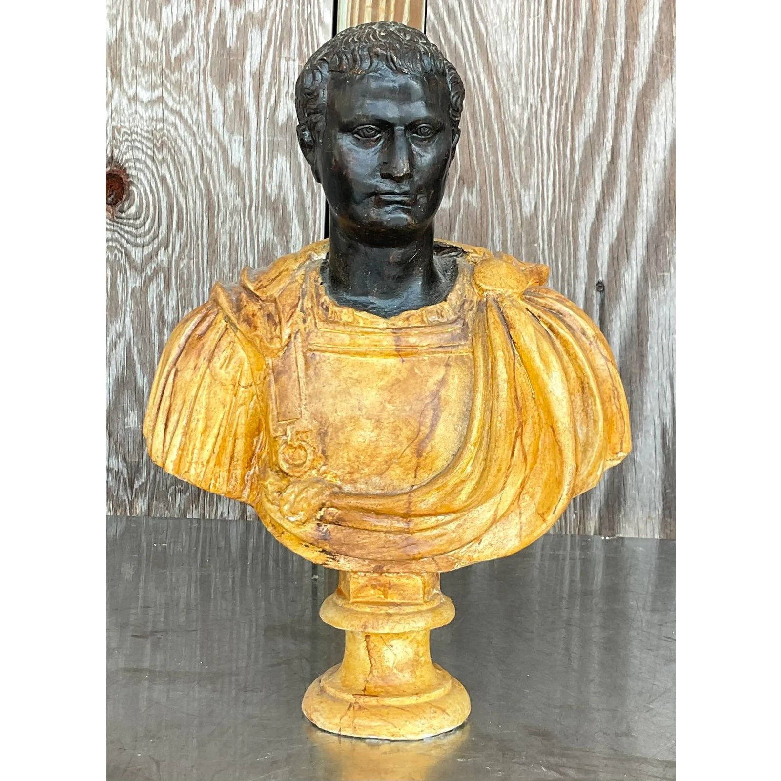 Vintage Neoclassical Faux Finished Plaster Bust - Back view