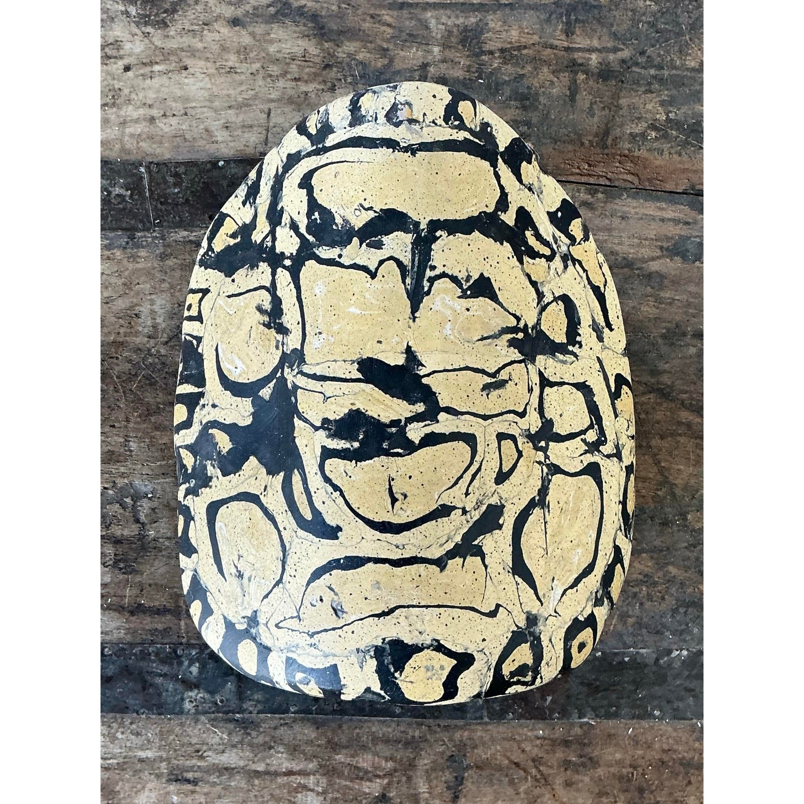 Vintage Italian Scagliola Pigmented Plaster Turtle Shell - Synthetic, 6W x 7.75H - Top view
