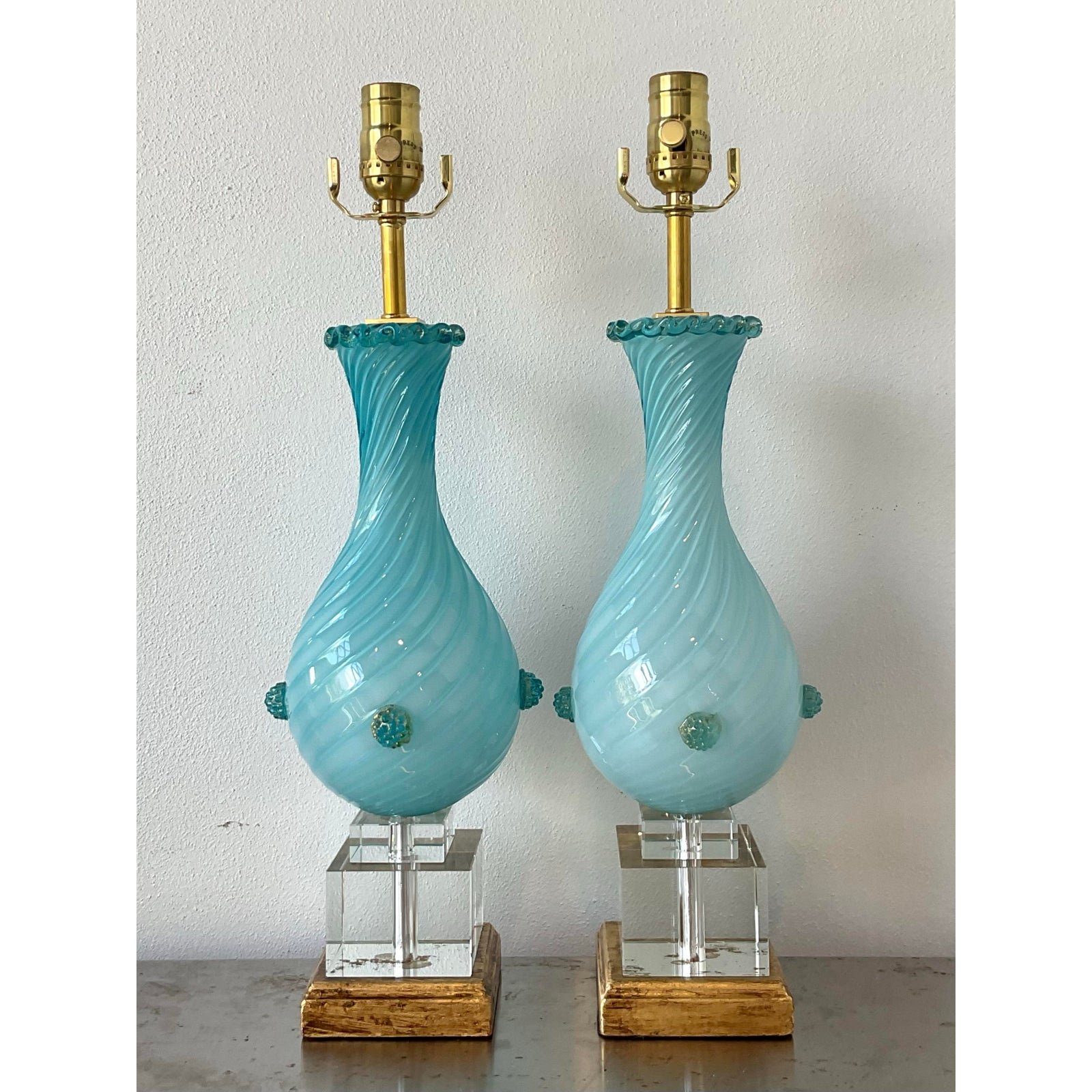 Vintage Italian Murano Glass Lamps - A Pair - Detail view