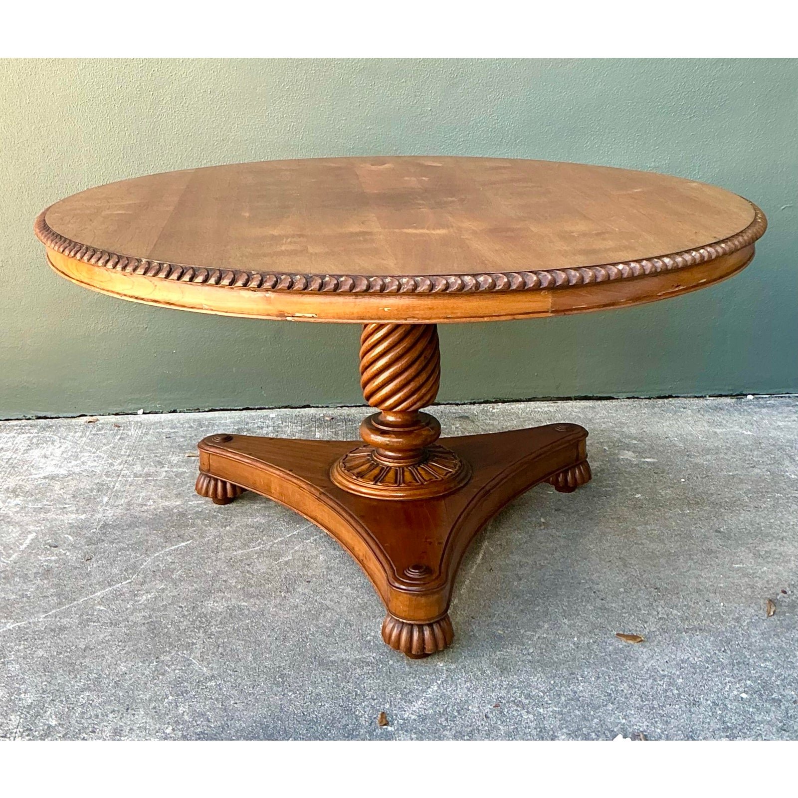 Vintage Turned Wood Dining Table - Back view
