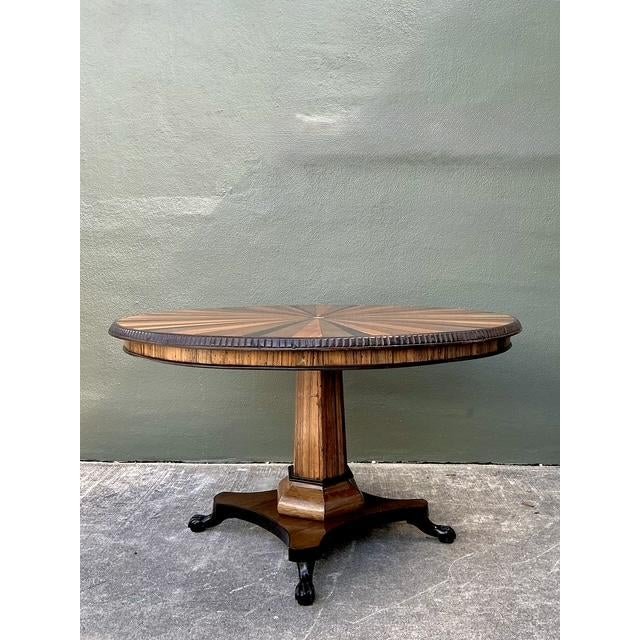 Vintage Starburst Inlay Dining Table - Side view