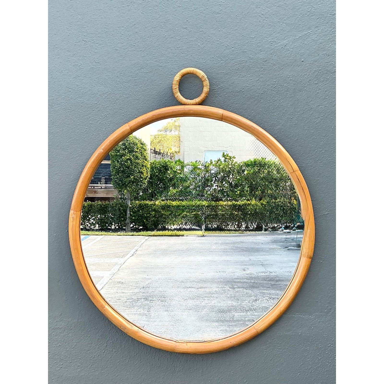 Vintage Bent Rattan Loop Mirror - Detail view
