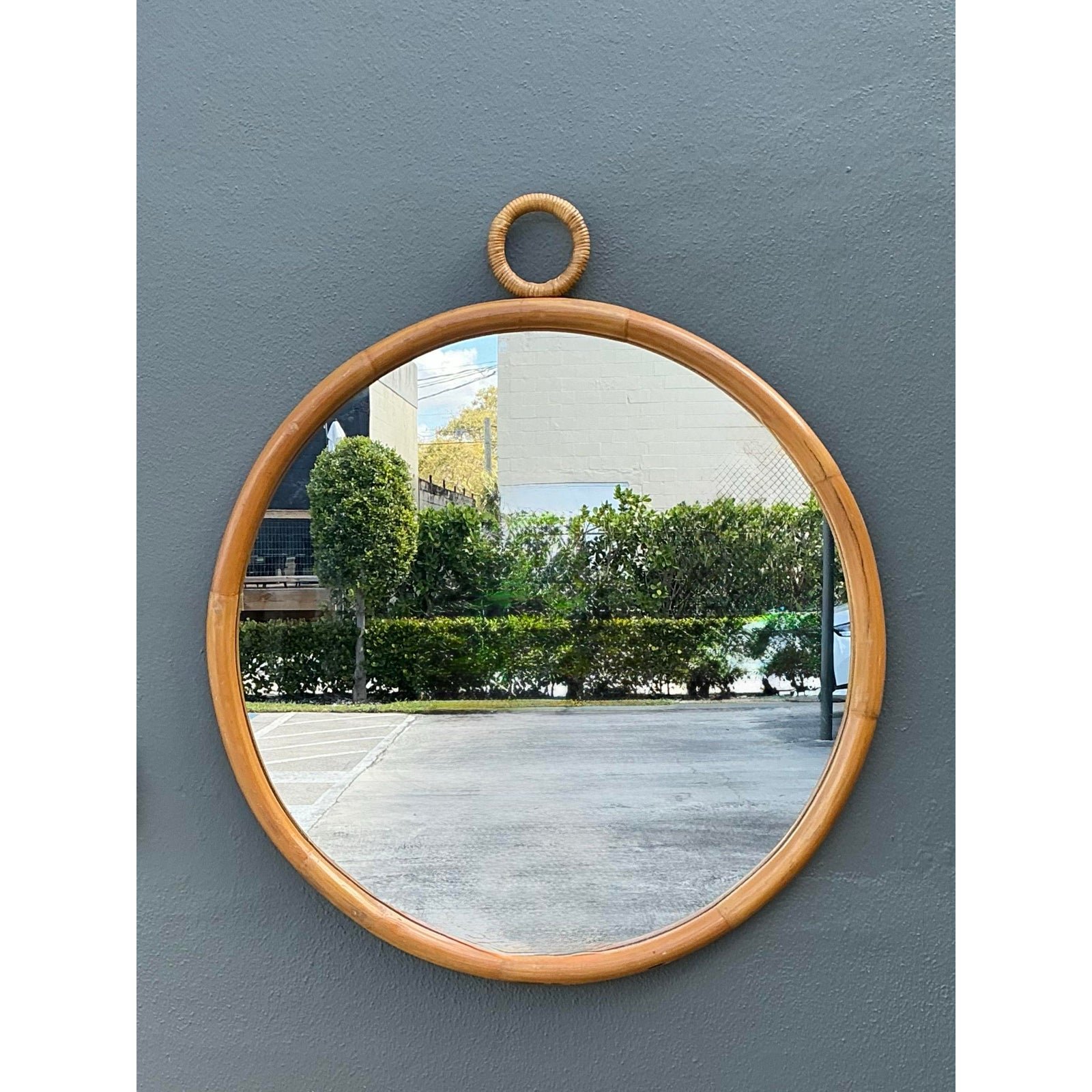 Vintage Bent Rattan Loop Mirror - Back view