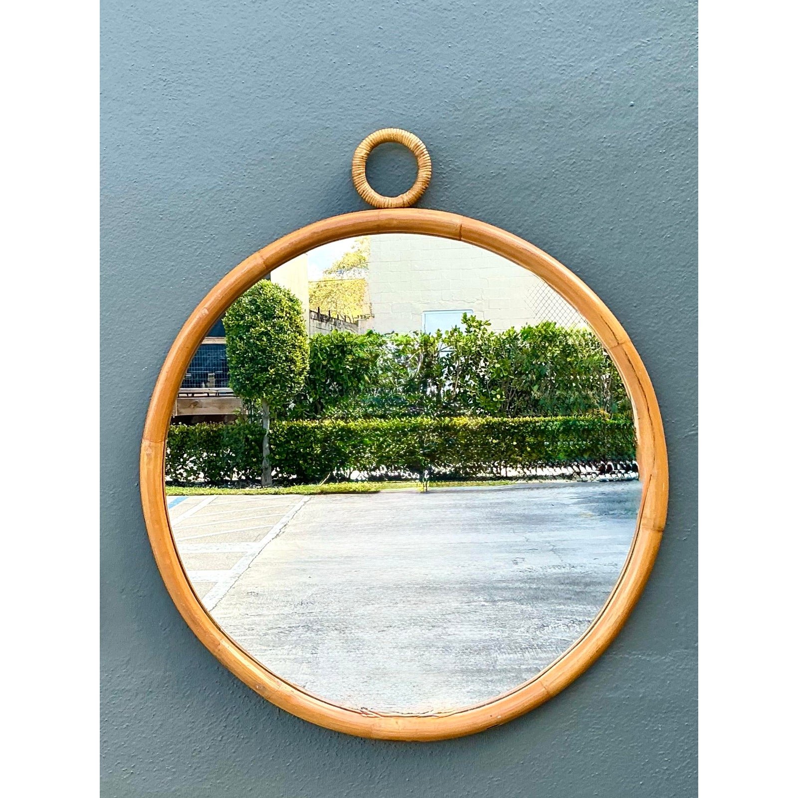 Vintage Bent Rattan Loop Mirror - Top view