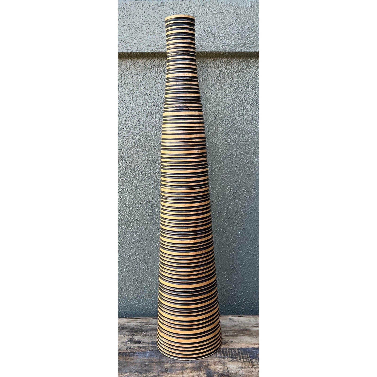 Vintage Turned Wood Vase - Detail view