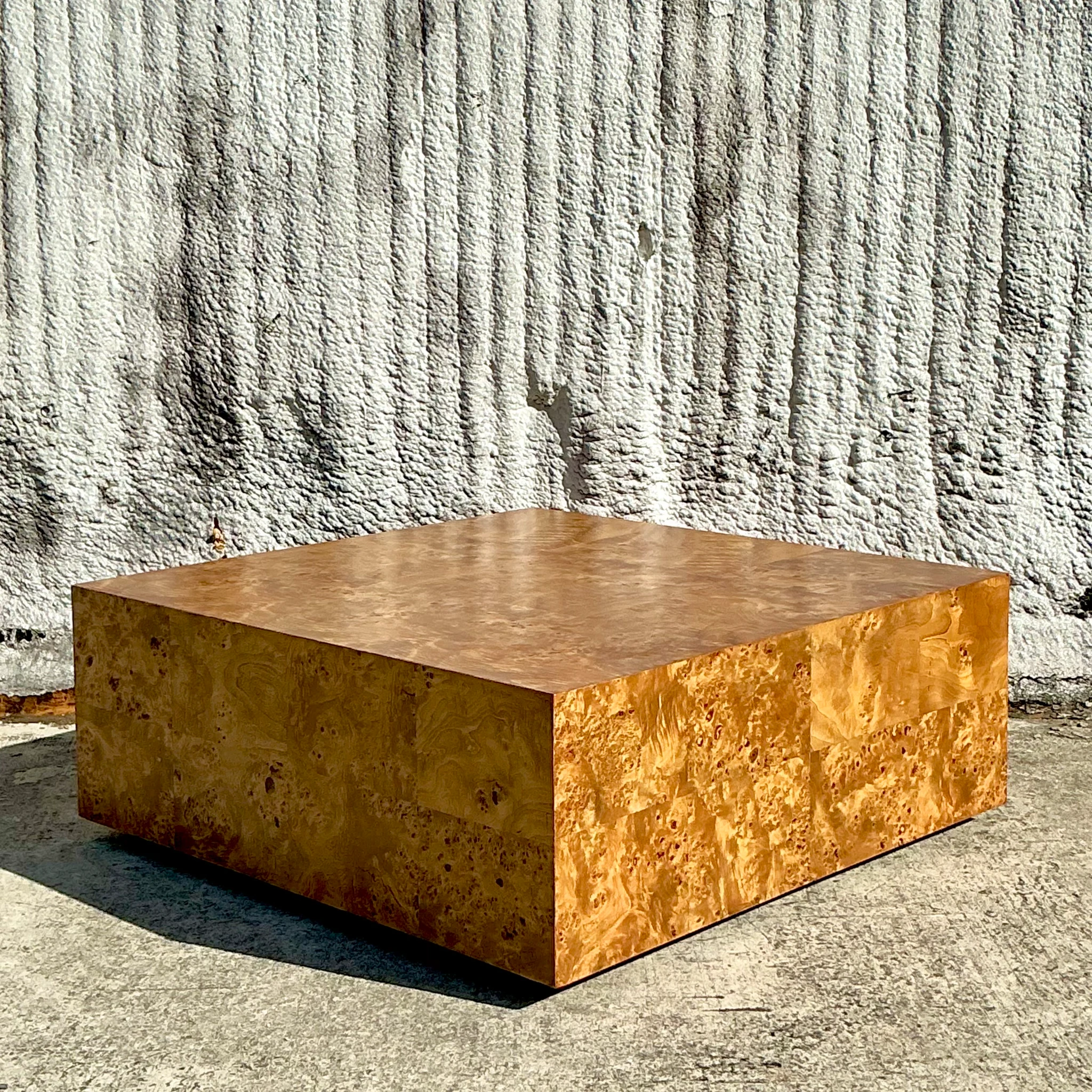 1970s Vintage Boho Large Burl Wood Coffee Table - Back view