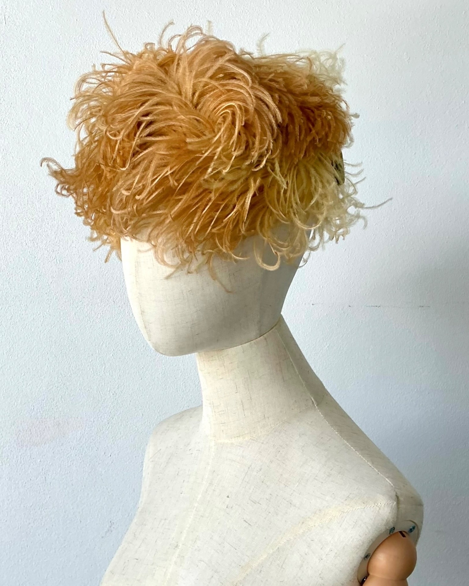 Vintage Feather Hat with Decorative Velvet Bow - Detail view