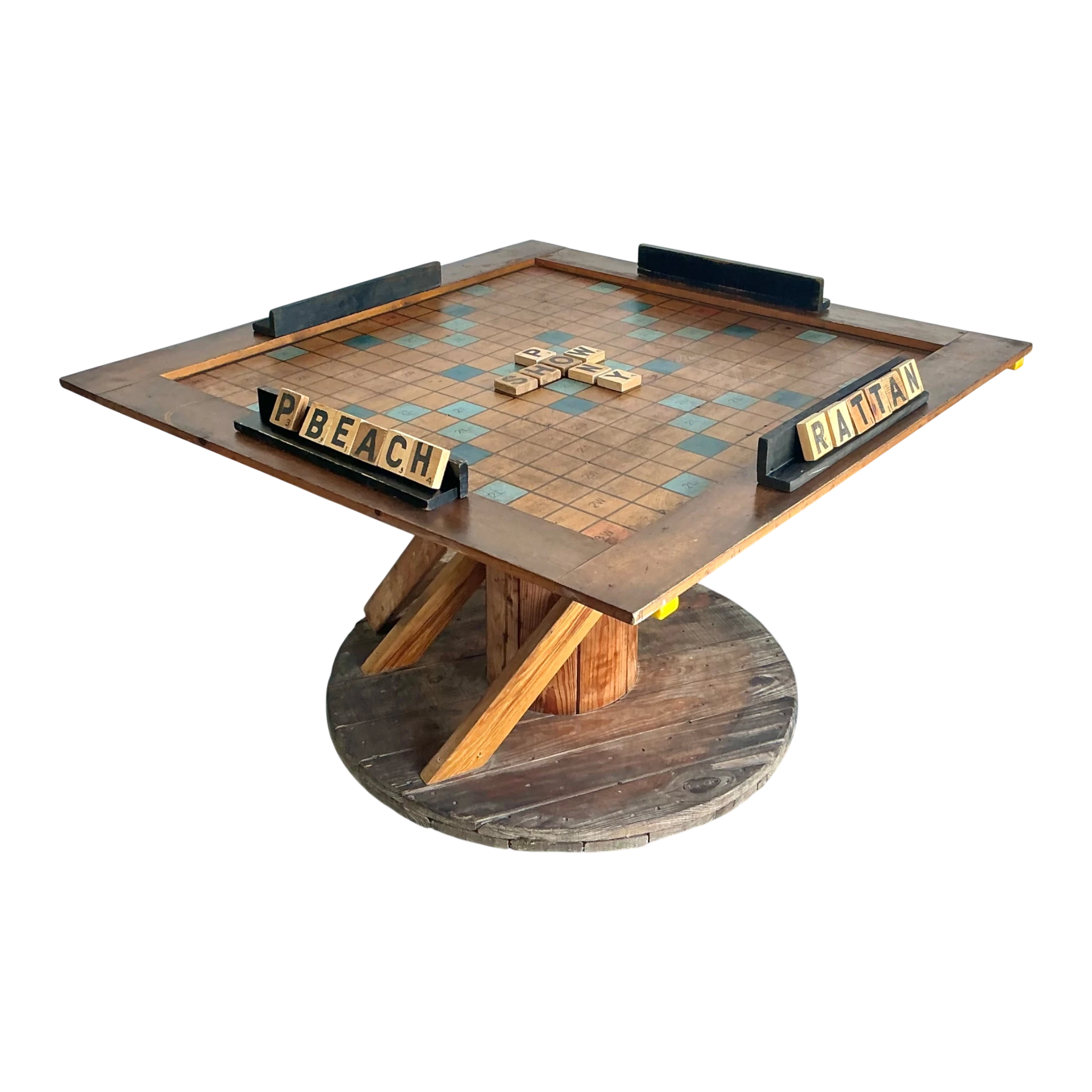 Vintage Monumental Wood Scrabble Board Game Table - Detail view