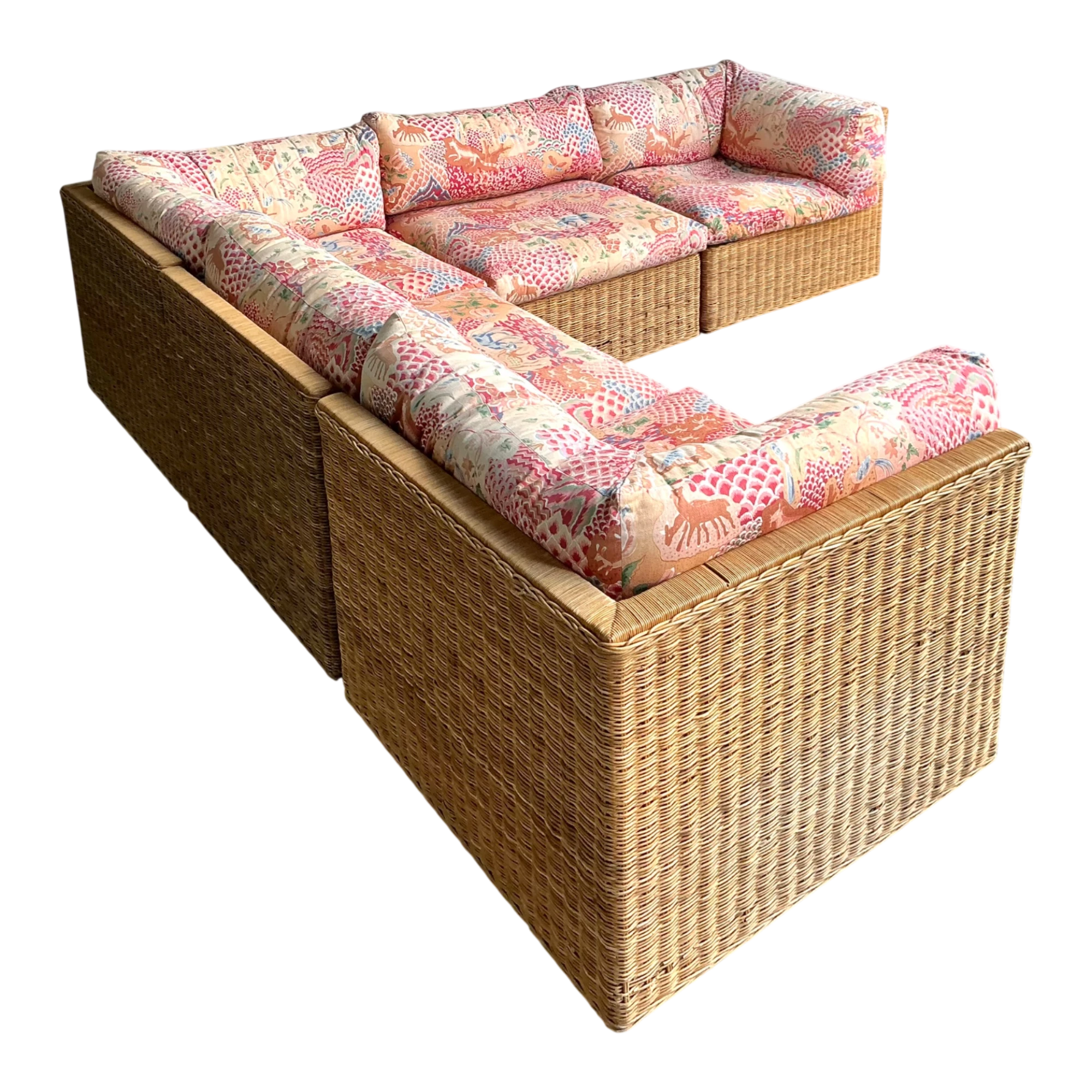 Vintage Woven Rattan Sectional Sofa - Detail view