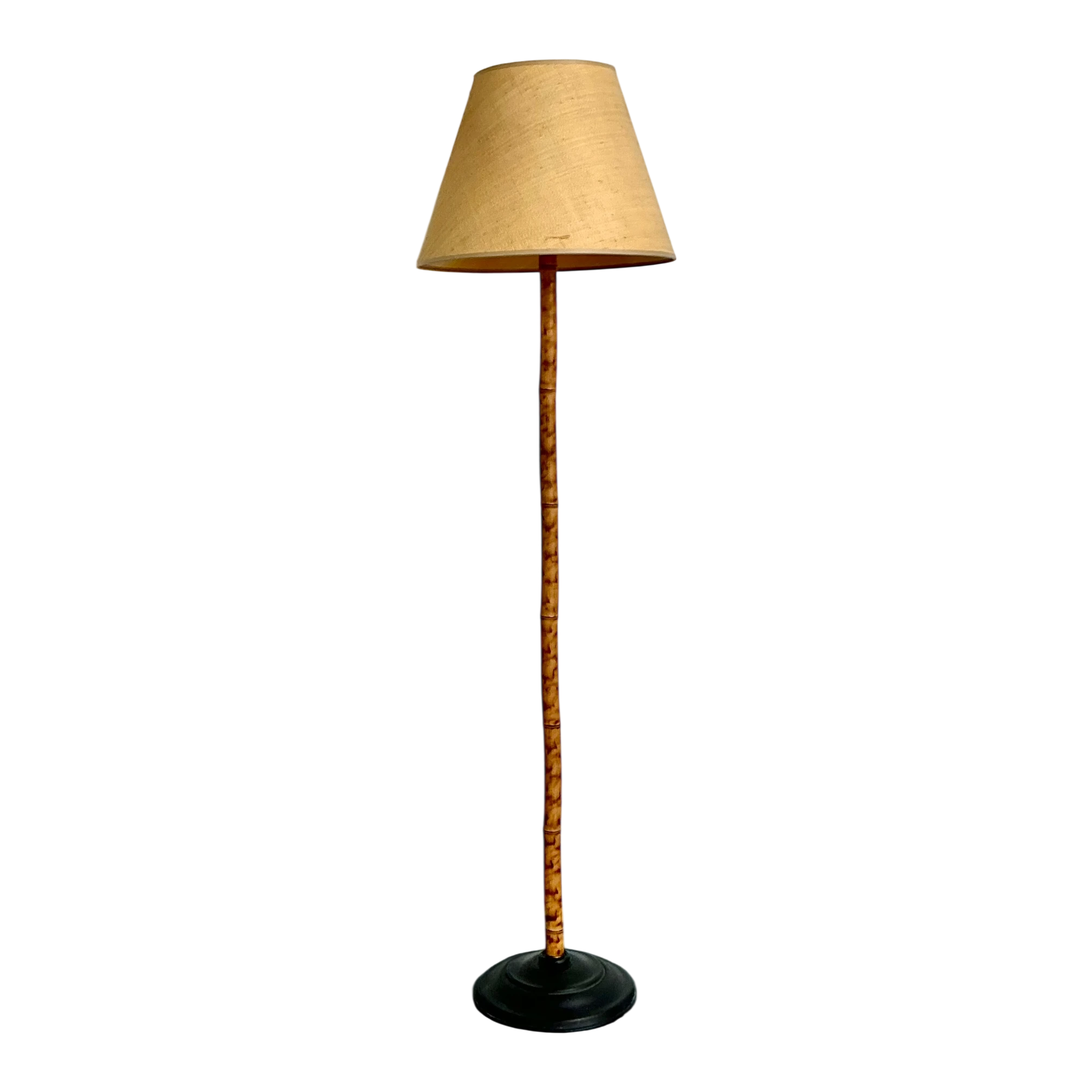Vintage Bamboo Floor Lamp with Seagrass Shade - Detail view