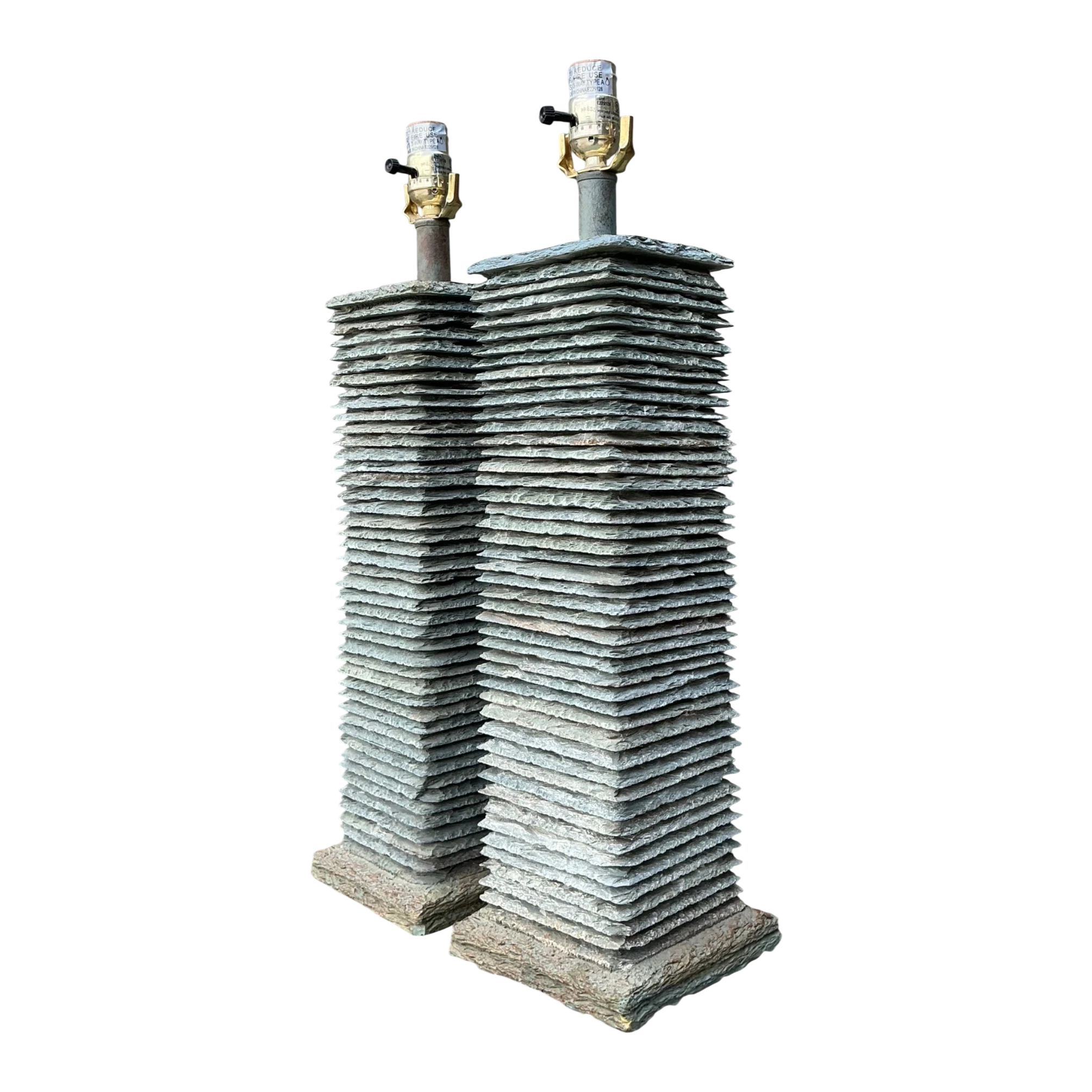Vintage Stacked Stone Table Lamps - Pair - Detail view